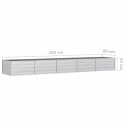 vidaXL Garden Raised Bed 400x80x45 cm Galvanized Steel Silver Flower Box Pot - Additional view 6