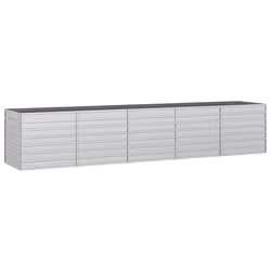 vidaXL Garden Raised Bed 400x80x77 cm Galvanized Steel Silver Flower Box Pot