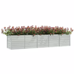 vidaXL Garden Raised Bed 400x80x77 cm Galvanized Steel Silver Flower Box Pot