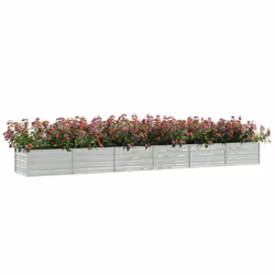 vidaXL Garden Raised Bed 480x80x45 cm Galvanized Steel Silver Flower Box Pot