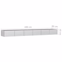 vidaXL Garden Raised Bed 480x80x45 cm Galvanized Steel Silver Flower Box Pot