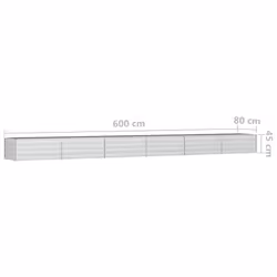 vidaXL Garden Raised Bed 600x80x45 cm Galvanized Steel Silver Flower Box Pot - Additional view 3