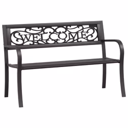 vidaXL Twin Garden Bench Porch Patio Bench Chair Outdoor Bench Seat Steel - black, 125 cm