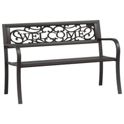 vidaXL Twin Garden Bench Porch Patio Bench Chair Outdoor Bench Seat Steel - black, 125 cm