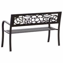 vidaXL Twin Garden Bench Porch Patio Bench Chair Outdoor Bench Seat Steel - black, 125 cm - Additional view 4