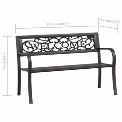 vidaXL Twin Garden Bench Porch Patio Bench Chair Outdoor Bench Seat Steel - black, 125 cm - Additional view 7