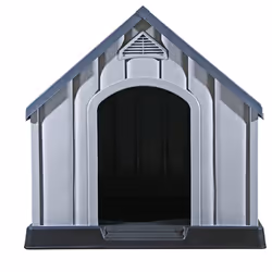 vidaXL Dog House Grey Plastic Outdoor Garden Dog Pet Supply Cage Kennel Cabin - Additional view 5