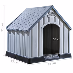 vidaXL Dog House Grey Plastic Outdoor Garden Dog Pet Supply Cage Kennel Cabin - Additional view 8