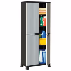 vidaXL Plastic Cabinet Rattan Design Home Organiser Storage Locker Cabinet
