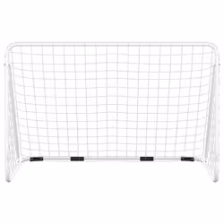 vidaXL Football Goal with Net White Steel Outdoor Soccer Training Equipment