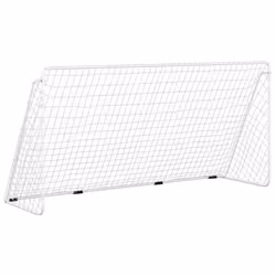 vidaXL Football Goal with Net White Steel Outdoor Soccer Training Equipment