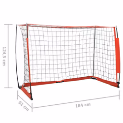 vidaXL Soccer Goal Steel Portable Football Goal 184x91x124.5/366.5x91x183 cm - 184 x 91 x 124.5 cm - Additional view 3