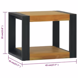 vidaXL Bathroom Cabinet Washroom Sink Unit Basin Cupboard Solid Wood Teak - brown and black, 45 x 45 x 35 cm
