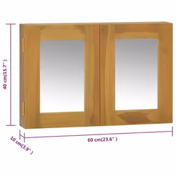 vidaXL Solid Wood Teak Mirror Cabinet Wooden Bathroom Wall Mirror Cabinet - Additional view 3