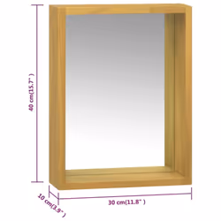 vidaXL Solid Wood Teak Mirror Cabinet Wooden Bathroom Wall Mirror Cabinet - Additional view 7