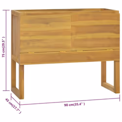 vidaXL Bathroom Cabinet Washroom Sink Unit Basin Cupboard Solid Wood Teak - 90 x 45 x 75 cm