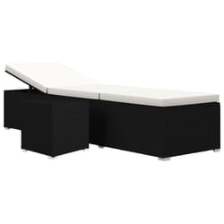 VidaXL 317111 outdoor chair Lounge Padded seat Aluminium, Polyester, Polyrattan, Steel Black, Cream, White