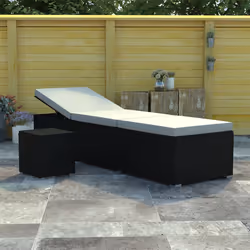 VidaXL 317111 outdoor chair Lounge Padded seat Aluminium, Polyester, Polyrattan, Steel Black, Cream, White