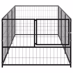vidaXL Dog Kennel Black 3 m? Steel Puppy Enclosure Outdoor Patio Dog Cage - Additional view 2