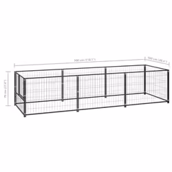 vidaXL Dog Kennel Black 3 m? Steel Puppy Enclosure Outdoor Patio Dog Cage - Additional view 5