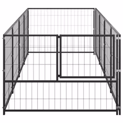 vidaXL Dog Kennel Black 4 m? Steel Puppy Enclosure Outdoor Patio Dog Cage - Additional view 2