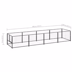 vidaXL Dog Kennel Black 4 m? Steel Puppy Enclosure Outdoor Patio Dog Cage - Additional view 5