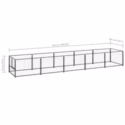 vidaXL Dog Kennel Black 5 m? Steel Puppy Enclosure Outdoor Patio Dog Cage - Additional view 5