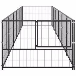 vidaXL Dog Kennel Black 6 m? Steel Puppy Enclosure Outdoor Patio Dog Cage - Additional view 2