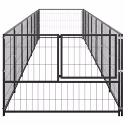 vidaXL Dog Kennel Black 7 m? Steel Puppy Enclosure Outdoor Patio Dog Cage