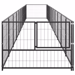 vidaXL Dog Kennel Black 10 m? Steel Puppy Enclosure Outdoor Patio Dog Cage - Additional view 2