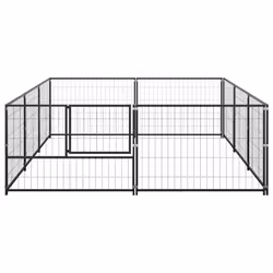 vidaXL Dog Kennel Black 6 m? Steel Puppy Enclosure Outdoor Patio Dog Cage - Additional view 2