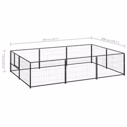 vidaXL Dog Kennel Black 6 m? Steel Puppy Enclosure Outdoor Patio Dog Cage - Additional view 5