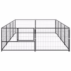 vidaXL Dog Kennel Black 8 m? Steel Puppy Enclosure Outdoor Patio Dog Cage - Additional view 2