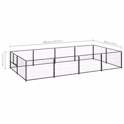 vidaXL Dog Kennel Black 8 m? Steel Puppy Enclosure Outdoor Patio Dog Cage - Additional view 5