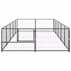 vidaXL Dog Kennel Black 10 m? Steel Puppy Enclosure Outdoor Patio Dog Cage - Additional view 2