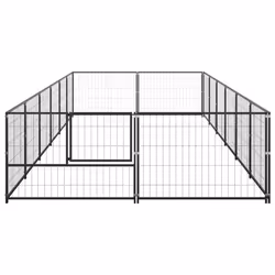 vidaXL Dog Kennel Black 12 m? Steel Puppy Enclosure Outdoor Patio Dog Cage - Additional view 2