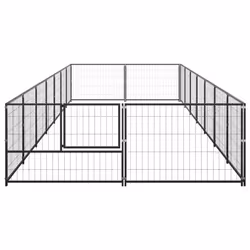 vidaXL Dog Kennel Black 14 m? Steel Puppy Enclosure Outdoor Patio Dog Cage - Additional view 2