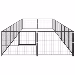 vidaXL Dog Kennel Black 16 m? Steel Puppy Enclosure Outdoor Patio Dog Cage - Additional view 2