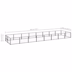 vidaXL Dog Kennel Black 16 m? Steel Puppy Enclosure Outdoor Patio Dog Cage - Additional view 5