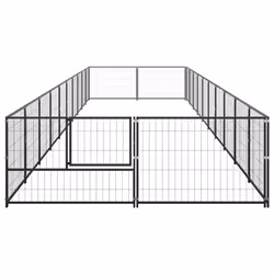 vidaXL Dog Kennel Black 20 m? Steel Puppy Enclosure Outdoor Patio Dog Cage - Additional view 2