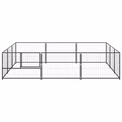 vidaXL Dog Kennel Black 9 m? Steel Puppy Enclosure Outdoor Patio Dog Cage - Additional view 2
