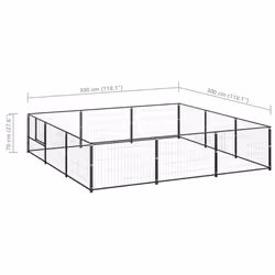 vidaXL Dog Kennel Black 9 m? Steel Puppy Enclosure Outdoor Patio Dog Cage - Additional view 5