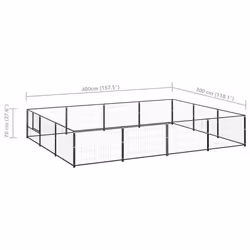 vidaXL Dog Kennel Black 12 m? Steel Puppy Enclosure Outdoor Patio Dog Cage - Additional view 5