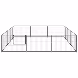 vidaXL Dog Kennel Black 15 m? Steel Puppy Enclosure Outdoor Patio Dog Cage - Additional view 2