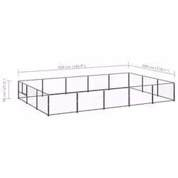 vidaXL Dog Kennel Black 15 m? Steel Puppy Enclosure Outdoor Patio Dog Cage - Additional view 5