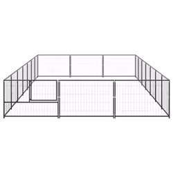 vidaXL Dog Kennel Black 21 m? Steel Puppy Enclosure Outdoor Patio Dog Cage - Additional view 2