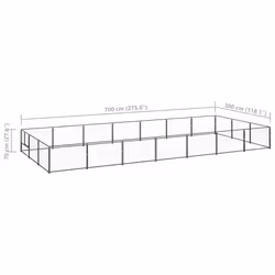 vidaXL Dog Kennel Black 21 m? Steel Puppy Enclosure Outdoor Patio Dog Cage - Additional view 5