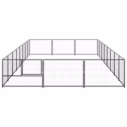 vidaXL Dog Kennel Black 24 m? Steel Puppy Enclosure Outdoor Patio Dog Cage - Additional view 2