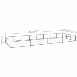 vidaXL Dog Kennel Black 24 m? Steel Puppy Enclosure Outdoor Patio Dog Cage - Additional view 5