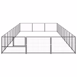 vidaXL Dog Kennel Black 30 m? Steel Puppy Enclosure Outdoor Patio Dog Cage - Additional view 2